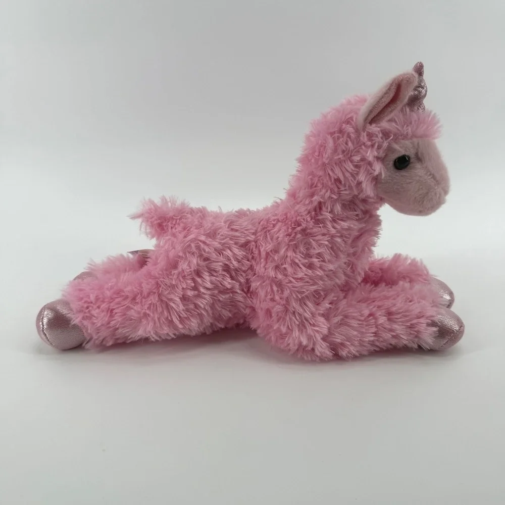 Aurora Flopsie Llamacorn Pink Plush Toy Metallic Horn Hooves 12 Inch 31737